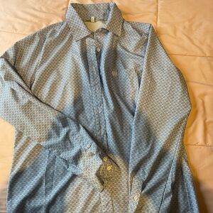 Cinch Women’s Blue & Purple Patterned Button-Down – Size Small